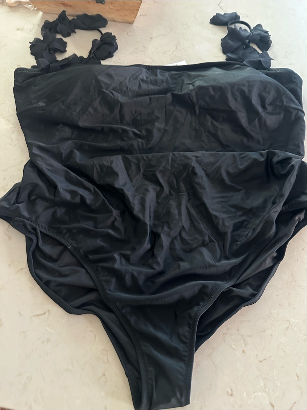 J. Crew Black Ruffled-Strap One-Piece Swimsuit